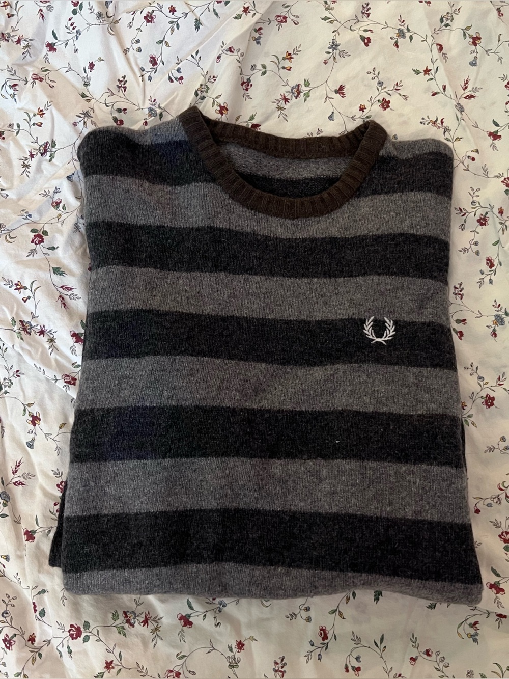Fred Perry Gray Striped Sweater